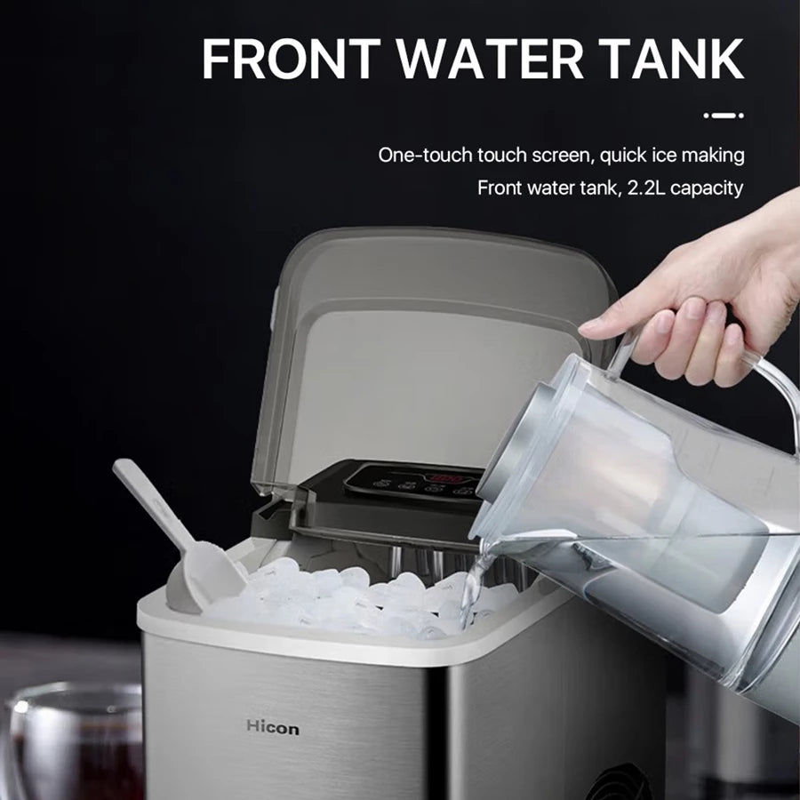Hicon Portable Ice Maker Machine Automatic Household Smart Touch Screen Ice Cube Maker 15KG/24H
